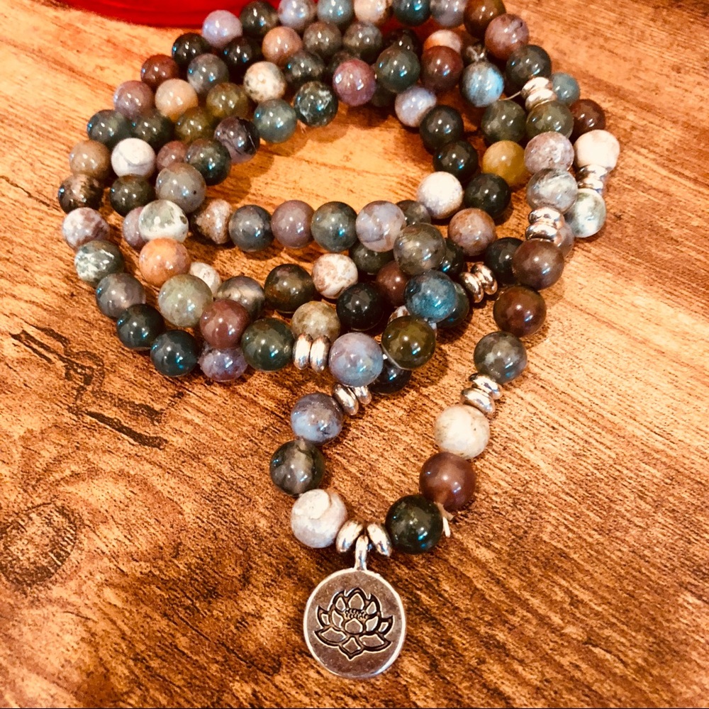 🎉HP🎉🦋INDIAN AGATE STONE MALA NECKLACE/BRACELET - Picture 4 of 8